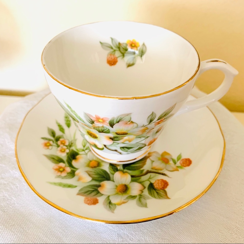Vintage Duchess English China Cup + Saucer Dogwood